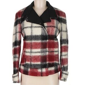 Zara Red, Black & White Plaid Teddy Jacket